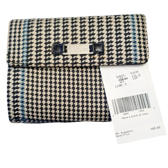 Lauren Ralph Fold Wallet Houndstooth Leather Signature Logo Classic Women Access - Picture 4 of 11